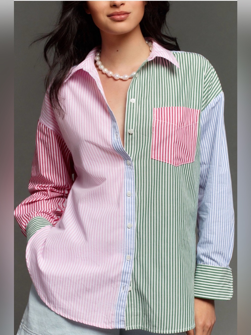 Anthropologie Maeve The Bennet Buttondown Shirt: Mixed Stripe Edition Size M